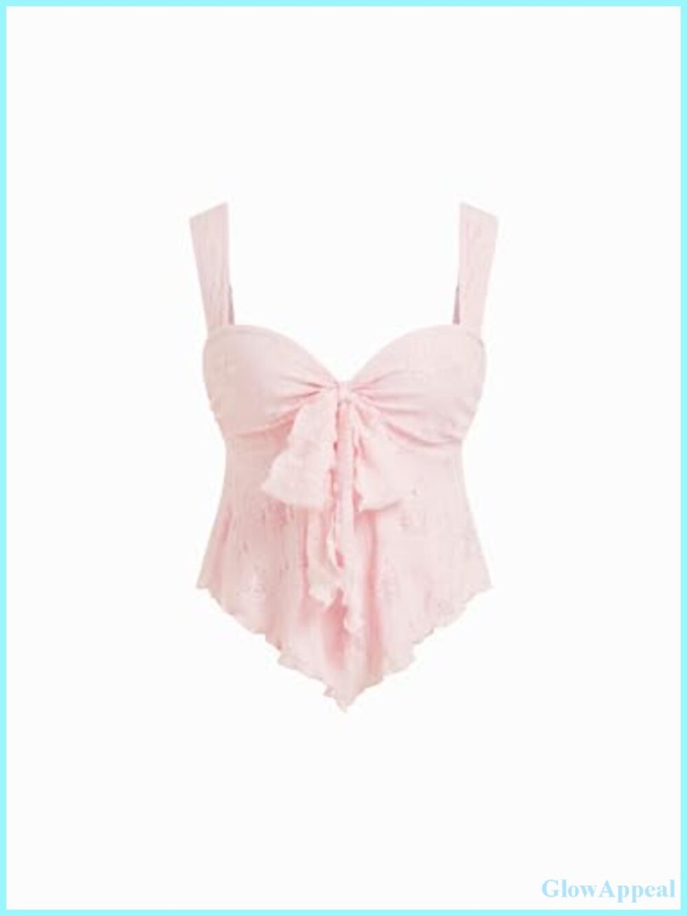 CIDER Lace Mesh Floral Bow Tie Front Tank Top Sleeveless Babydoll